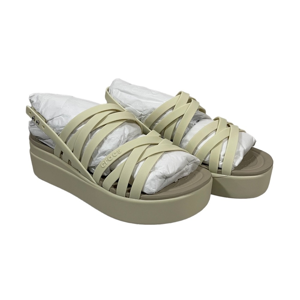 NWT Crocs Brooklyn Strappy Platform Sandal Size US Women’s 9 Color Bone